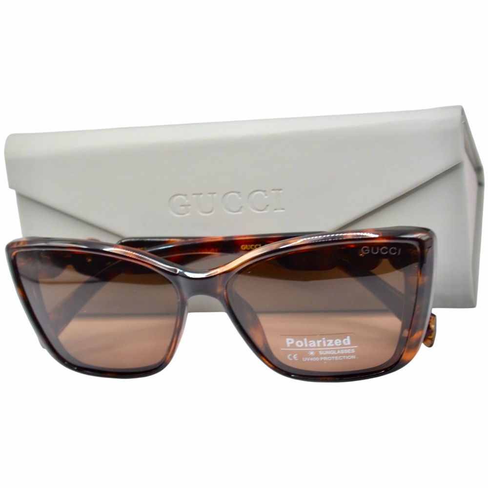 Gucci Women’s Sunglasses | Brown Tortoise Frame | Polarized Brown Lens | Italy - Picture 8 of 14